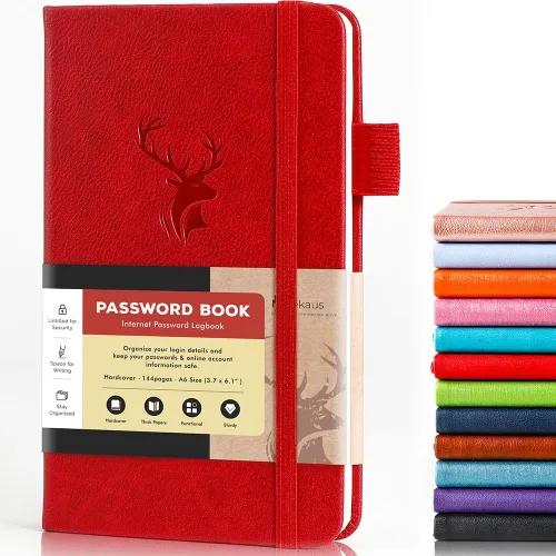 Vista 32 de molekaus Libro de contraseñas con pestañas alfabéticas, pequeño guardián de contraseñas con espacio adicional para cambiar la contraseña. Cuaderno