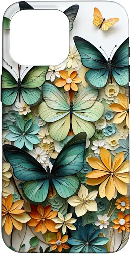 Vista 19 de iPhone 16 mariposa estética mariposas verdes naturaleza acuarela caso
