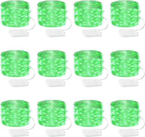 Vista 7 de Paquete de 12 luces de hadas con pilas, 7 pies, 20 luces LED, impermeables, alambre plateado, luces de Navidad para decoración al aire libre, mini