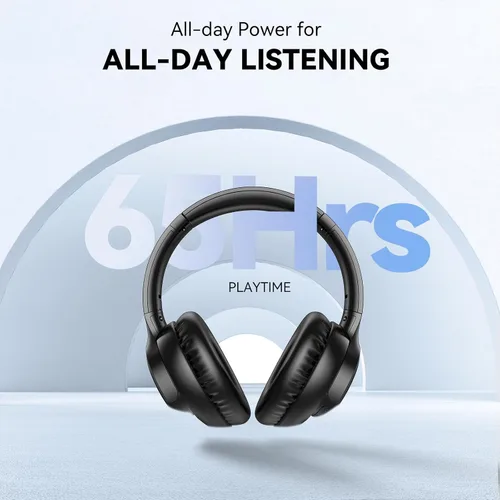 Vista 7 de KVIDIO Auriculares Bluetooth, auriculares inalámbricos con micrófono, tiempo de funcionamiento de 65 horas, auriculares sobre la oreja