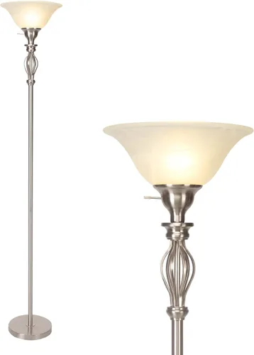 Vista 9 de HonoDing Lámpara de pie con pantalla de vidrio esmerilado en blanco mate - para decoración de habitación - Decoración para dormitorio - Lámpara