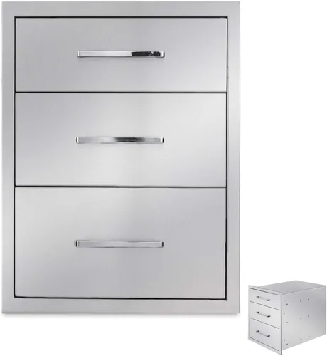 Vista 11 de Cajones de cocina para exteriores, cajón de barbacoa de acero inoxidable, 14 pulgadas de ancho x 20.5 pulgadas de alto x 23 pulgadas de profundidad
