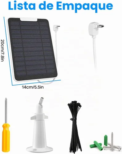 Vista 7 de Cargador de panel solar con conexión micro USB compatible con cámara Arlo Essential Spotlight/XL Spotlight, panel solar Arlo Essential de 5 W, cable