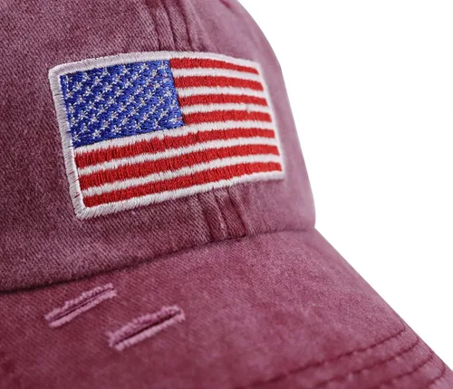 Vista 18 de Gorra de béisbol con la bandera estadounidense para mujer, divertida gorra de béisbol bordada y desgastada ajustable