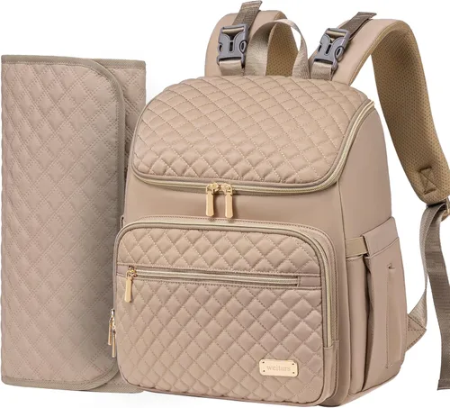 Vista 11 de Mochila para pañales Weitars con cambiador, mochila para pañales de bebé, mochila para pañales de viaje, bolso para pañales para mamá, 5 bolsillos