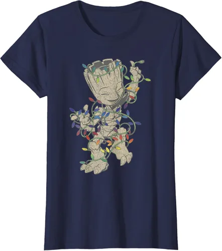Vista 26 de Marvel Camiseta de luces navideñas Guardians Of The Galaxy Groot, Negro, S