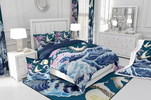 Vista 121 de Erosebridal Juego de edredón de hojas de cannabis, juego de ropa de cama de marihuana con estampado colorido de plantas, decoración bohemia de 2