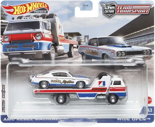 Vista 6 de Hot Wheels Equipo de transporte abierto con la máquina Rebel AMC '70