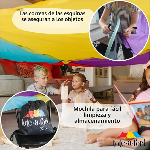 Vista 3 de Tote a Fort Original XL Conjunto de construcción de fuerte con manta - Tienda de campaña portátil para jugar - Juego de juguetes para interiores