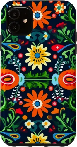 Vista 8 de Funda para iPhone 16 con diseño floral mexicano tradicional mexicano