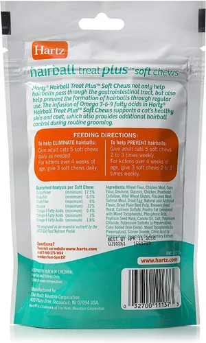 Vista 2 de Hartz Hairball Remedy Plus - Masticables suaves con sabor a pollo para gatos y gatitos