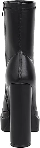 Vista 9 de vivianly Botas de plataforma a media pantorrilla para mujer, con punta cuadrada, tacón grueso, botines con cremallera lateral Chelsea