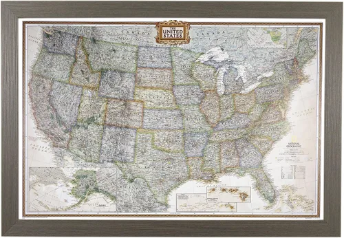Vista 8 de Póster de lienzo enrollado personalizado con mapa de EE.UU. como arte de pared con chinchetas – Mapa ejecutivo grande de 24" x 36" de EE.UU.