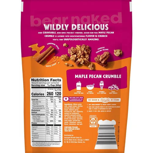 Vista 2 de Bear Naked - Cereal de granola, snacks de desayuno, nueces de arce (6 bolsas)