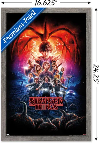 Vista 3 de Trends International Netflix Stranger Things: Season 2 - Póster de pared de una hoja, 22.4 pulgadas de largo x 14.7 pulgadas, versión enmarcada