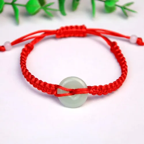 Vista 3 de 4 nudos para protección, mal de ojo y buena suerte, pulsera ajustable de nudo rojo para mujer, pulseras ajustables pacíficas para parejas, Seda