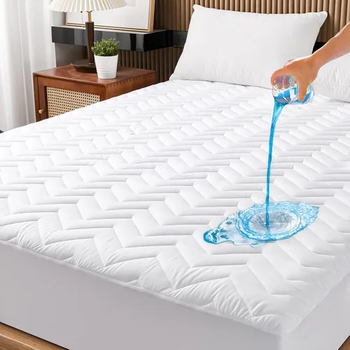 Vista 11 de UNILIBRA Protector de colchón impermeable tamaño twin, cubierta de colchón refrescante de rayón de aire 3D hecho de bambú, protector de colchón