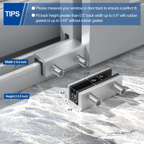 Vista 2 de RELIANCER 8 juegos de cerraduras de ventana deslizantes, topes de ventana de puerta de seguridad de aluminio, cerradura de seguridad ajustable