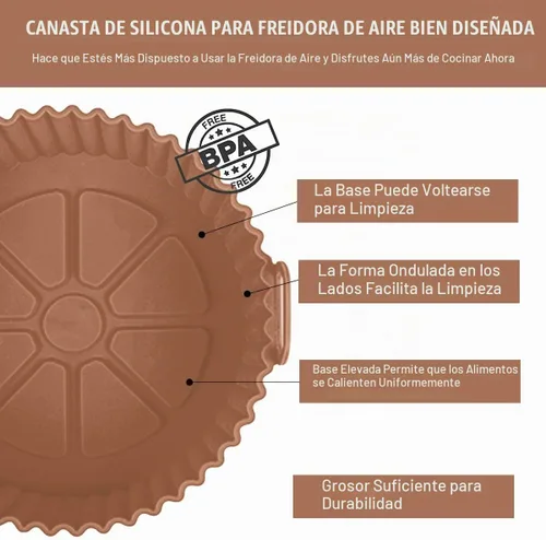 Vista 7 de 2 paquetes de forros de silicona para freidora de aire, olla para freidora de aire de 3 a 5 cuartos de galón, cesta de freidora de aire de silicona