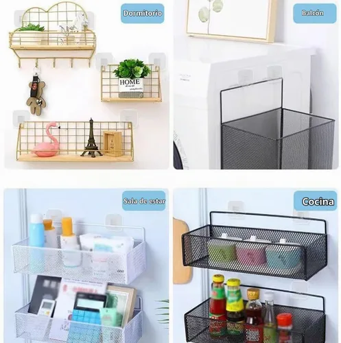 Vista 3 de 6 calcomanías adhesivas de repuesto para cesta de baño de gran diámetro, ganchos autoadhesivos para cestas de lavandería montadas en la pared
