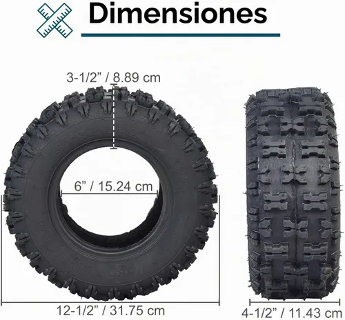 Vista 7 de AlveyTech Neumático para ATV, Go Kart y Dune Buggy de 13x5.00-6 con banda de rodadura Q129 (1)