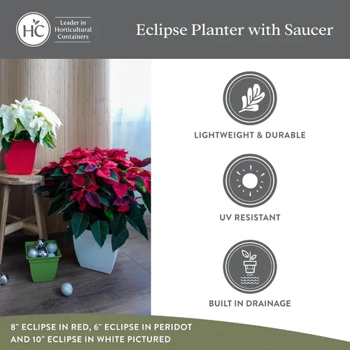 Vista 33 de The HC Companies, Eclipse - Maceta cuadrada de 12 pulgadas, con platillo, maceta para sembrar flores, verduras y hierbas en interiores y exteriores