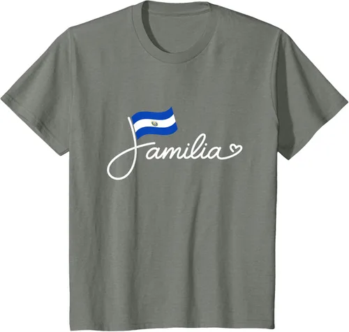 Vista 82 de El Salvador Familia - Camiseta con texto en inglés "La Familia de la Bandera Salvadoreña