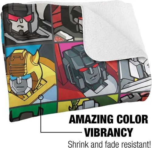 Vista 3 de Transformers Transformers Squares Silky Touch Sherpa Back Manta súper suave