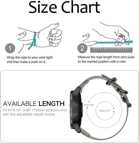 Vista 6 de FINTIE Quick Release Nylon Band 22mm Replacement Sport Strap Compatible with Garmin Vivoactive 4 45mm, Venu 2, Fossil Gen 5, Amazfit GTR 2, Gris