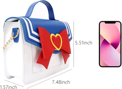 Vista 2 de PROCOS Bolsos de mujer Kawaii Anime Sailor Cosplay PU Bolso de cuero PU Cadena de lazo bandolera Bolso bandolera Bolso bandolera