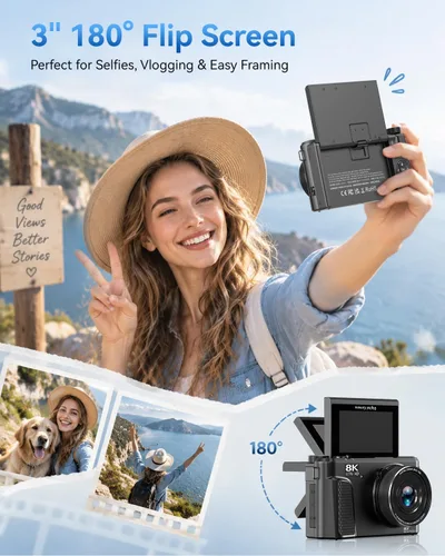 Vista 11 de Cámara digital 8K, cámara de enfoque automático de 88MP para fotografía y Negro