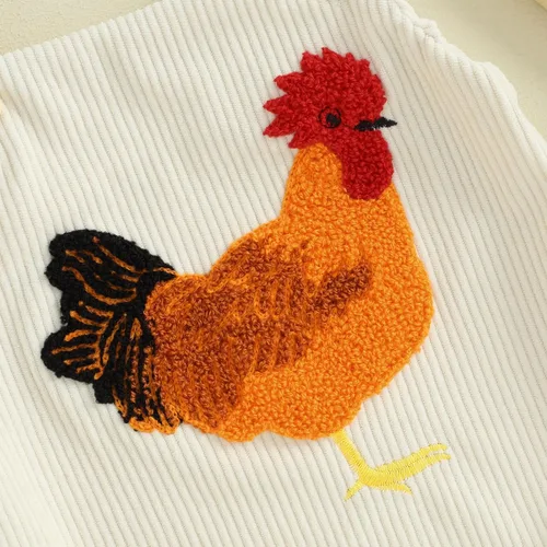 Vista 4 de Tsnbre Traje de verano para recién nacido, mameluco de pana, pollo, 0, 3, 6, 9, 12 meses
