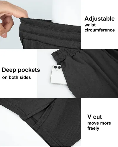 Vista 3 de Fasker Pantalones cortos deportivos para hombre, 5 pulgadas, para gimnasio, correr, pantalones cortos deportivos ligeros de malla, pantalones cortos