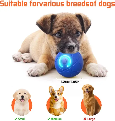 Vista 5 de Juguetes interactivos para perros con bolas, 2026 Bola de rodar y temblor automática para cachorros y perros pequeños y medianos, bola inteligente
