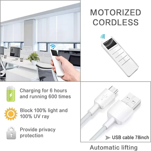 Vista 3 de Persianas blackout enrollables personalizadas simples y elegantes, para ventanas, puertas, puertas francesas, ahorro de energía, protección UV