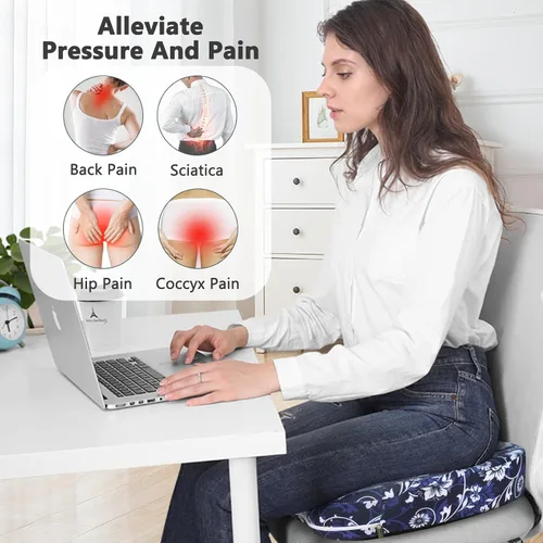 Vista 3 de Cojín para aliviar el dolor de coxis, cojín de espuma viscoelástica para alivio de presión y dolor de coxis, ciática, silla de escritorio de oficina