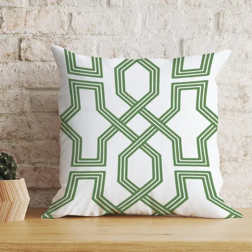Vista 5 de Cojín de cojín verde salvia con rayas geométricas estilo granja enrejado imperial geométrico verde para sofá, funda de cojín de doble cara, 24 x 24
