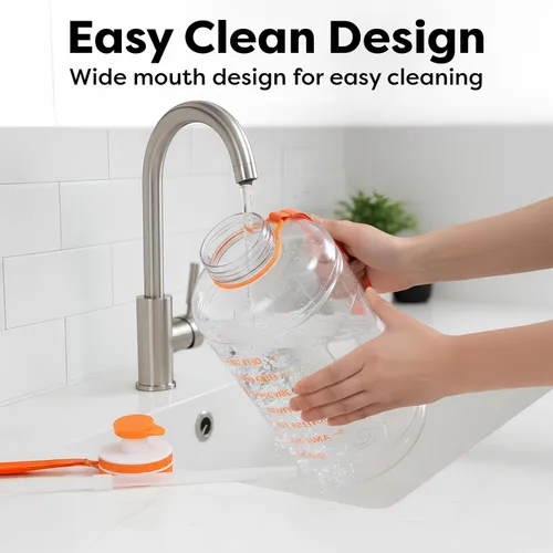 Vista 5 de 310 Nutrition Mega Hydration Bottle de 64 onzas, botella de agua grande sin BPA con marcadores de tiempo, boca ancha y asa de transporte