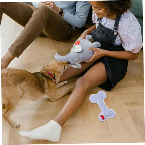 Vista 2 de Juguete masticable de peluche chirriante para cachorros de dentición, forma divertida interactiva y atractiva para reducir el comportamiento