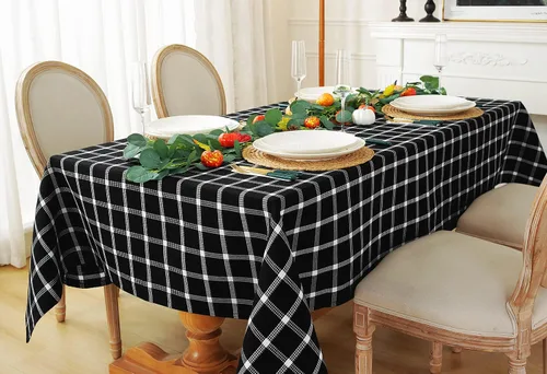 Vista 3 de Chassic Mantel rectangular suave de 54 x 72 pulgadas, tela lavable y resistente a las arrugas, mantel a cuadros para mesas de comedor, fiestas