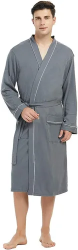 Vista 14 de U2SKIIN Mens 100% Cotton Robe Lightweight Knit Bathrobe A-Azul marino