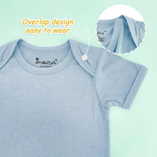 Vista 62 de Jimonda Body de rayón de bambú de manga corta para bebés, niños y niñas, trajes suaves para recién nacidos