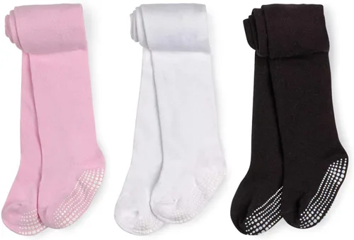 Vista 4 de LA ACTIVE Baby Girls Tights - Cozy Warm Cotton Cable Knit Winter Tights - Non-Skid Grip - Toddler Infant Newborn Kids