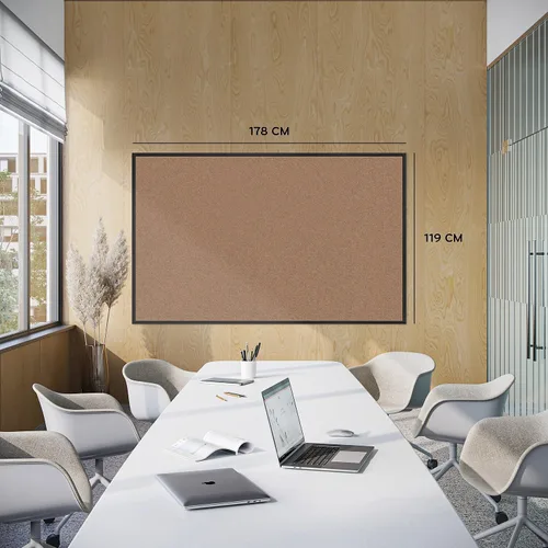 Vista 2 de U Brands Tablón de anuncios de corcho con marco de aluminio negro, 70 x 47, superficie natural
