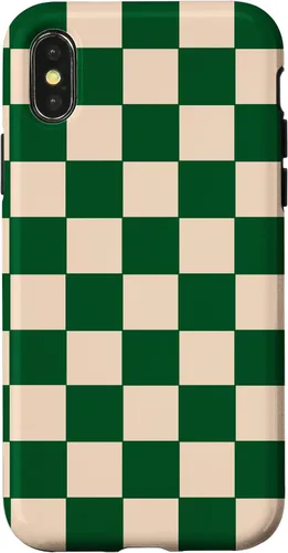 Vista 5 de Funda de tablero de ajedrez a cuadros blanco crema verde para iPhone 17
