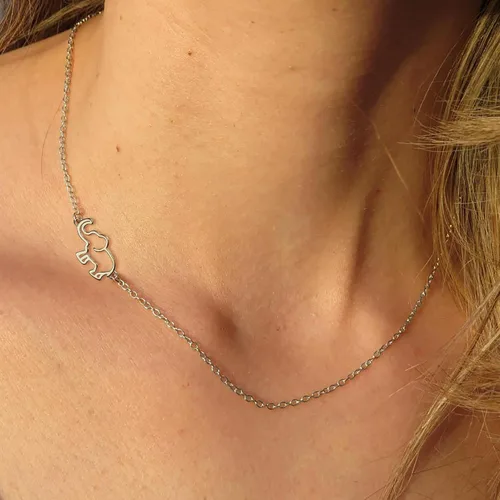 Vista 2 de EVER FAITH Gargantilla de plata de ley 925 con diseño de lado y cadena ajustable para mujeres y niñas