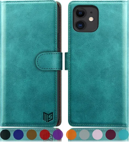 Vista 9 de SUANPOT Funda de piel tipo cartera para iPhone 11 de 6.1 pulgadas (Non 11 Pro de 5.8 pulgadas) con bloqueo RFID, tarjetero de crédito, funda