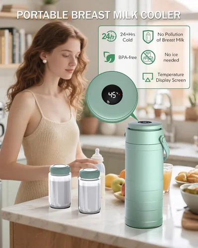 Vista 9 de Enfriador portátil de leche materna para exteriores, enfriamiento completo de 360° mantiene la leche fresca durante 24 horas, enfriador de leche