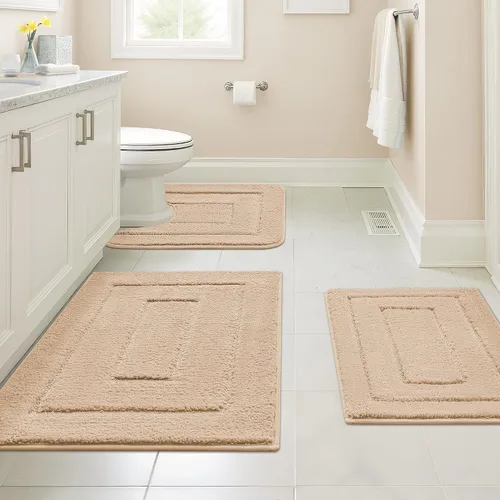 Vista 17 de GRANNY SAYS Juego de 2 alfombras de baño suaves para baño, alfombras de baño antideslizantes y lavables, alfombras de baño absorbentes para bañera