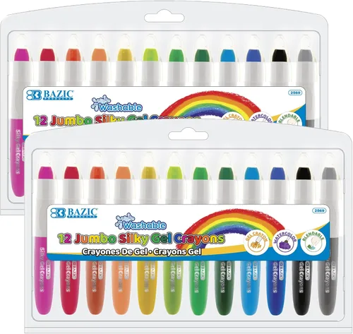 Vista 10 de BAZIC PRODUCTS 12 crayones de gel de colores, 12 unidades, fórmula de gel sedoso, para niños, arte para colorear en la escuela